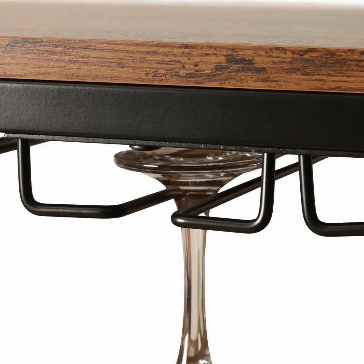 EMINZA Meuble range-bouteilles industriel 32 emplacements et porte-verres (H180 cm) Marceau Marron New
