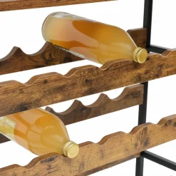 EMINZA Meuble range-bouteilles industriel 18 emplacements et porte-verres (H100 cm) Hugo Marron Best