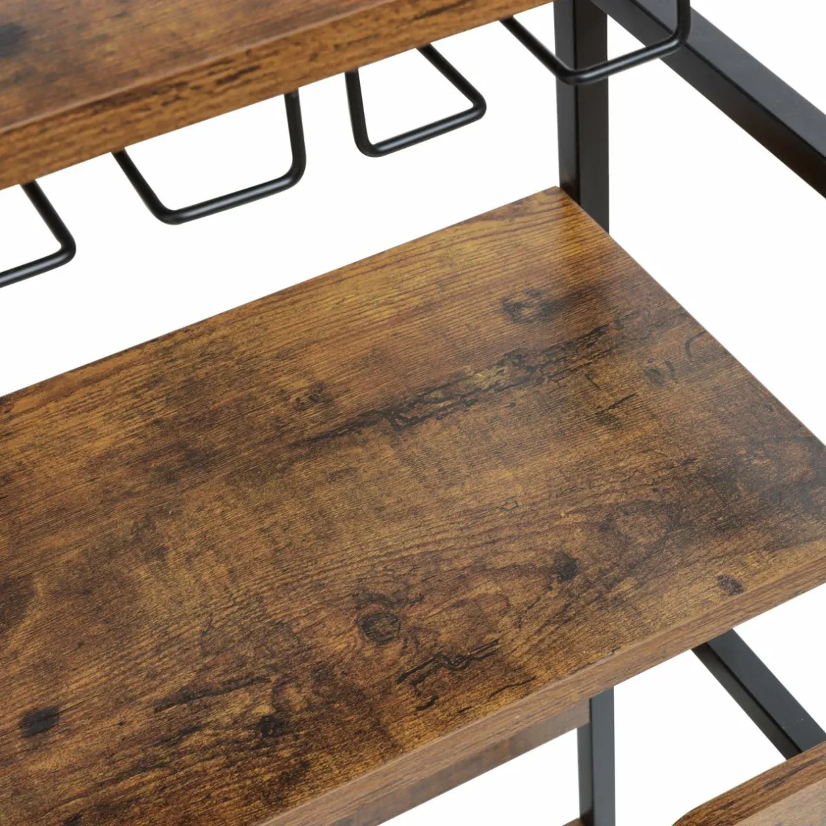 EMINZA Meuble range-bouteilles industriel 18 emplacements et porte-verres (H100 cm) Hugo Marron Best