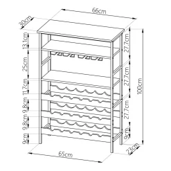EMINZA Meuble range-bouteilles industriel 18 emplacements et porte-verres (H100 cm) Hugo Marron Best