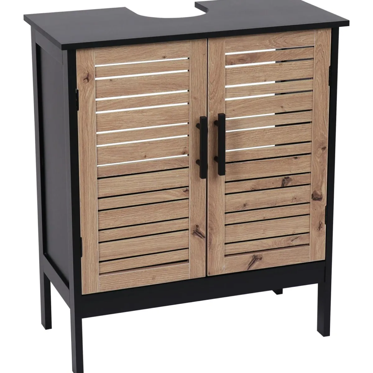 TENDANCE Meuble sous lavabo (60 x H70 cm) Bergen Noir Hot