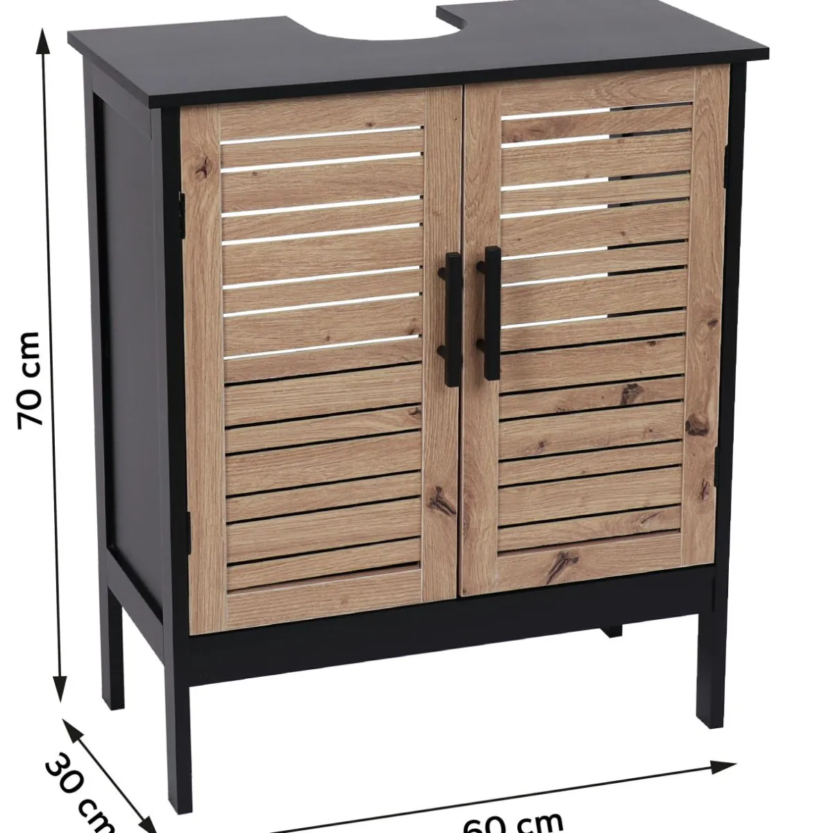TENDANCE Meuble sous lavabo (60 x H70 cm) Bergen Noir Hot