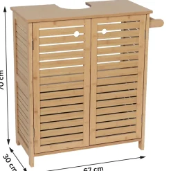 TENDANCE Meuble sous lavabo avec porte-serviette (67 x H70 cm) Trinidad Naturel