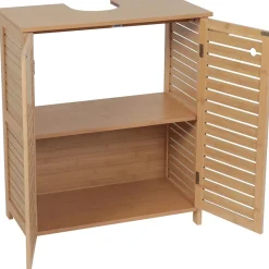 TENDANCE Meuble sous lavabo avec porte-serviette (67 x H70 cm) Trinidad Naturel