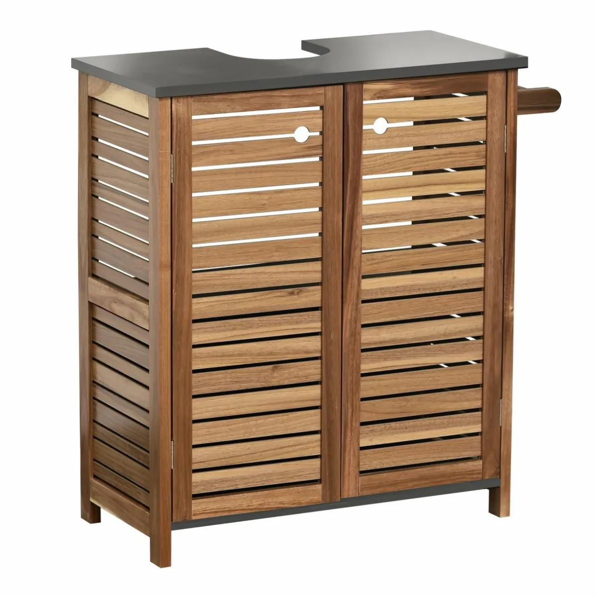 TENDANCE Meuble sous lavabo avec porte serviette (66 x H70 cm) Elément Acacia Bois Clearance