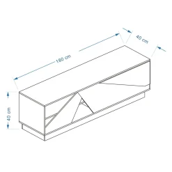 EMINZA Meuble TV en design (L180 x 40 cm) Alabama Blanc, noir et naturel Bois Sale