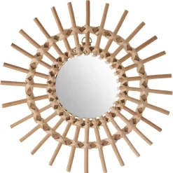ATMOSPHERA Miroir en rotin (D30 cm) Soleil Naturel New