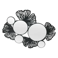 EMINZA Miroir et décoration murale en bois (77 cm) Ginkgo Noir Outlet