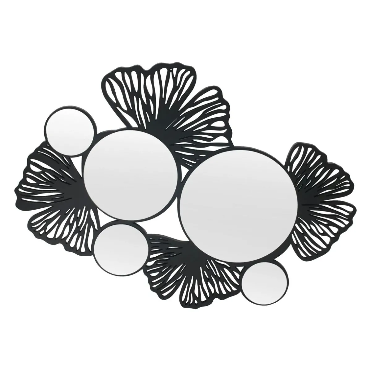 EMINZA Miroir et décoration murale en bois (77 cm) Ginkgo Noir Outlet