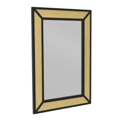 EMINZA Miroir mural en métal (H101 cm) Cannage Naturel et Noir Outlet