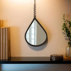 EMINZA Miroir mural en métal (H37 cm) Goutte d'eau Noir Discount