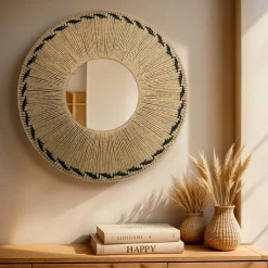 EMINZA Miroir mural rond en corde (D65 cm) Tuvalu Naturel Outlet