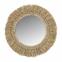 EMINZA Miroir mural rond en fibres les (D50 cm) Makira Beige Naturel