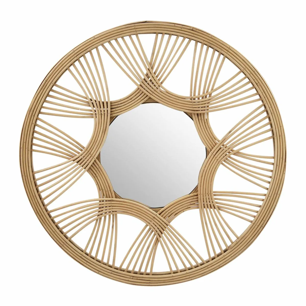 EMINZA Miroir mural rotin rond (D45 cm) Honiara Naturel Sale