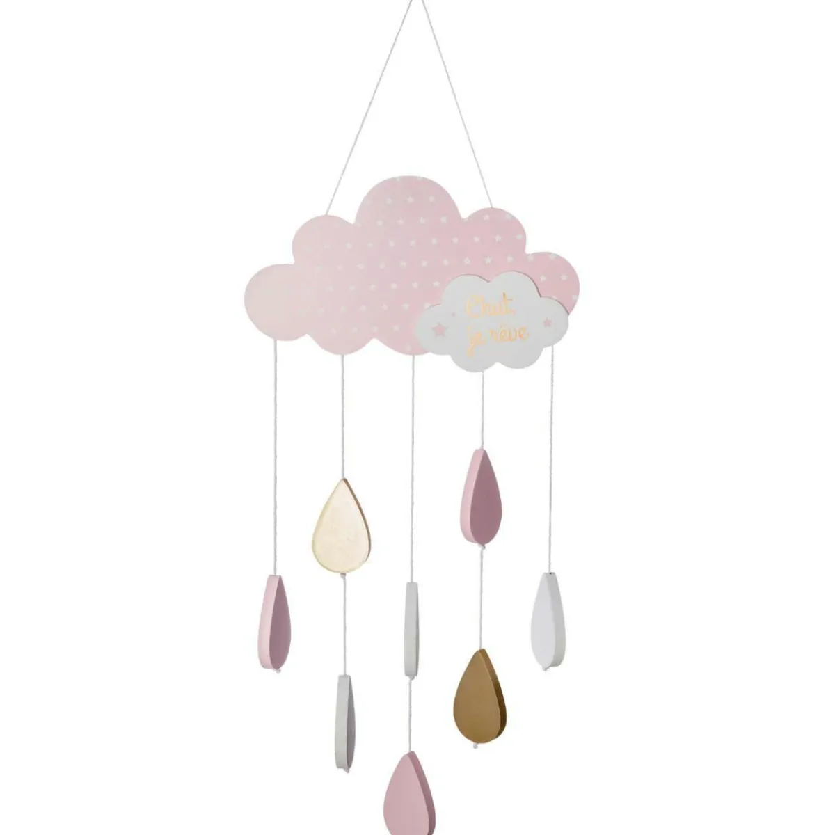 Atmosphera createur d'interieur for kids Mobile bébé bois et coton (H57.5 cm) Nuage Rose Outlet