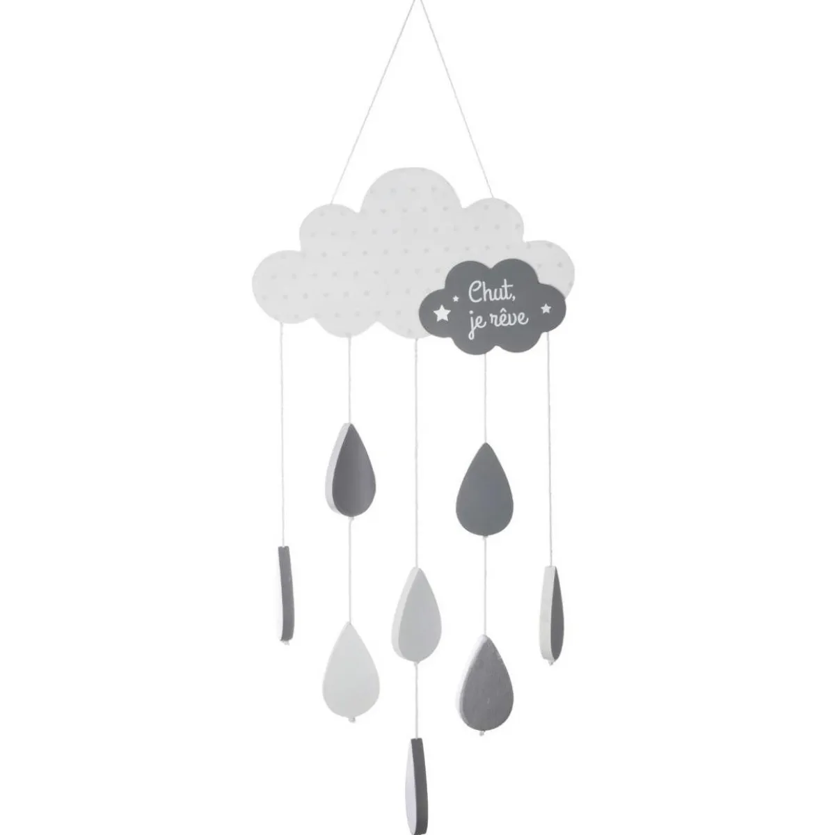 Atmosphera createur d'interieur for kids Mobile bébé bois et coton (H57.5 cm) Nuage Gris New