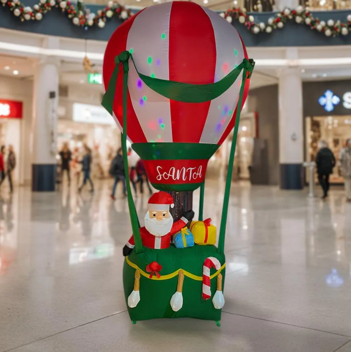 KOOPMAN Montgolfière et Père Noël gonflable (H210 cm) Santa Claus Multicolore
