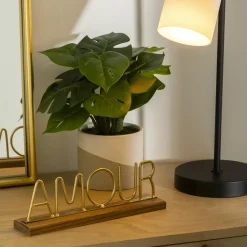 ATMOSPHERA Mot à poser métal et bois (25,5 cm) Amour Or Sale