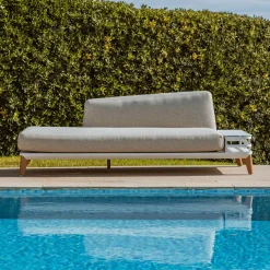 MOBELLIA Méridienne de jardin en aluminium Monte Carlo et taupe Blanc