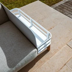 MOBELLIA Méridienne de jardin en aluminium Monte Carlo et taupe Blanc