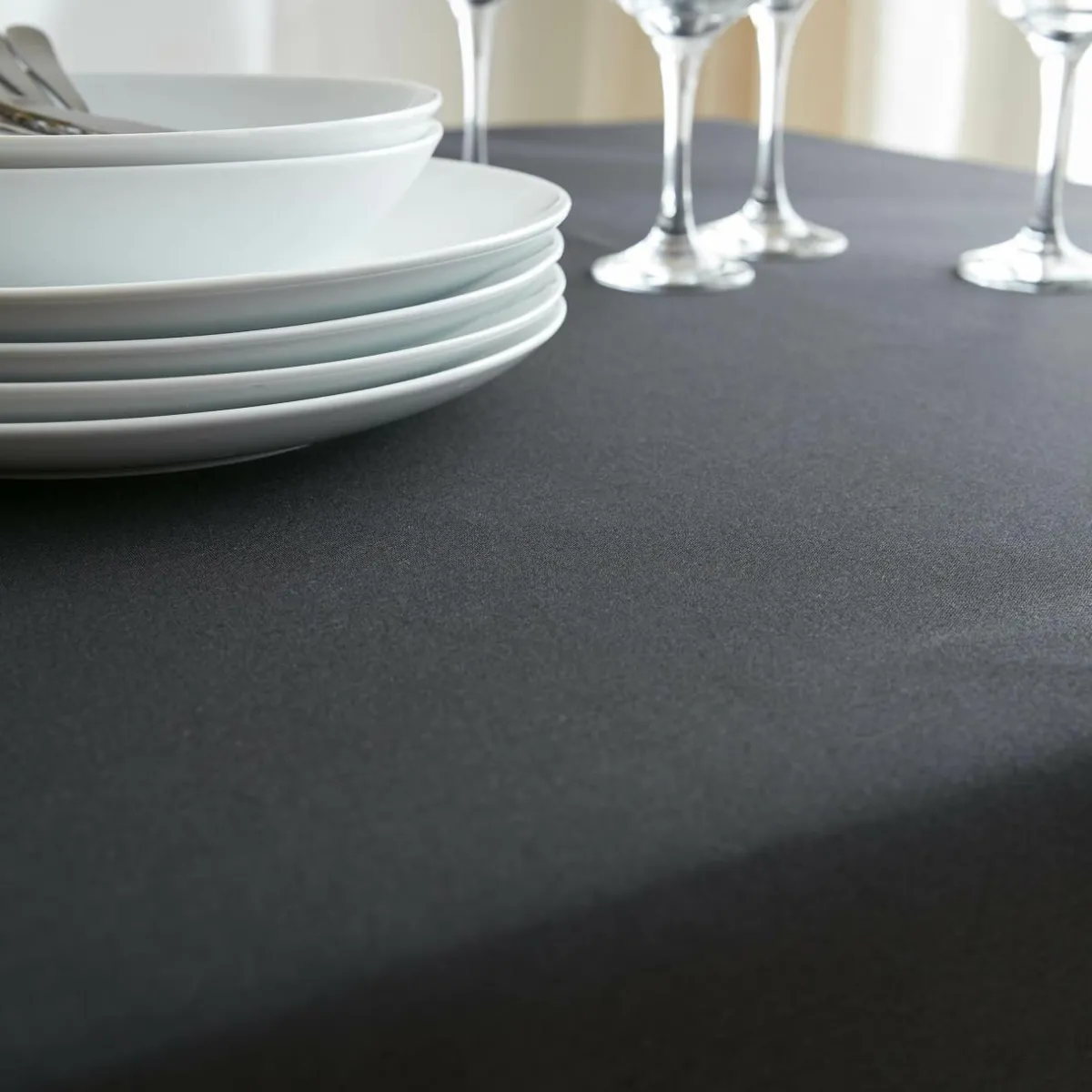 EMINZA Nappe carrée anti tache (100 x 100 cm) Elise e Noir