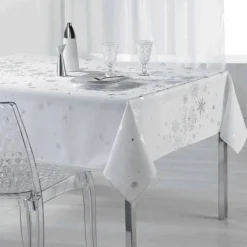 DOUCEUR D'INTERIEUR Nappe de Noël rectangulaire (150 x 240 cm) Constellation Blanc