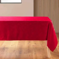 douceur d'intu017drieur Nappe de Noël rectangulaire anti tache (140 x 240 cm) Flocons Rouge Outlet