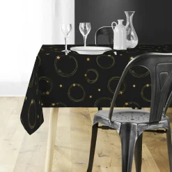 Douceur d interieur Nappe de Noël rectangulaire (150 x 240 cm) Star et Or Noir Sale