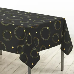 Douceur d interieur Nappe de Noël rectangulaire (150 x 240 cm) Star et Or Noir Sale