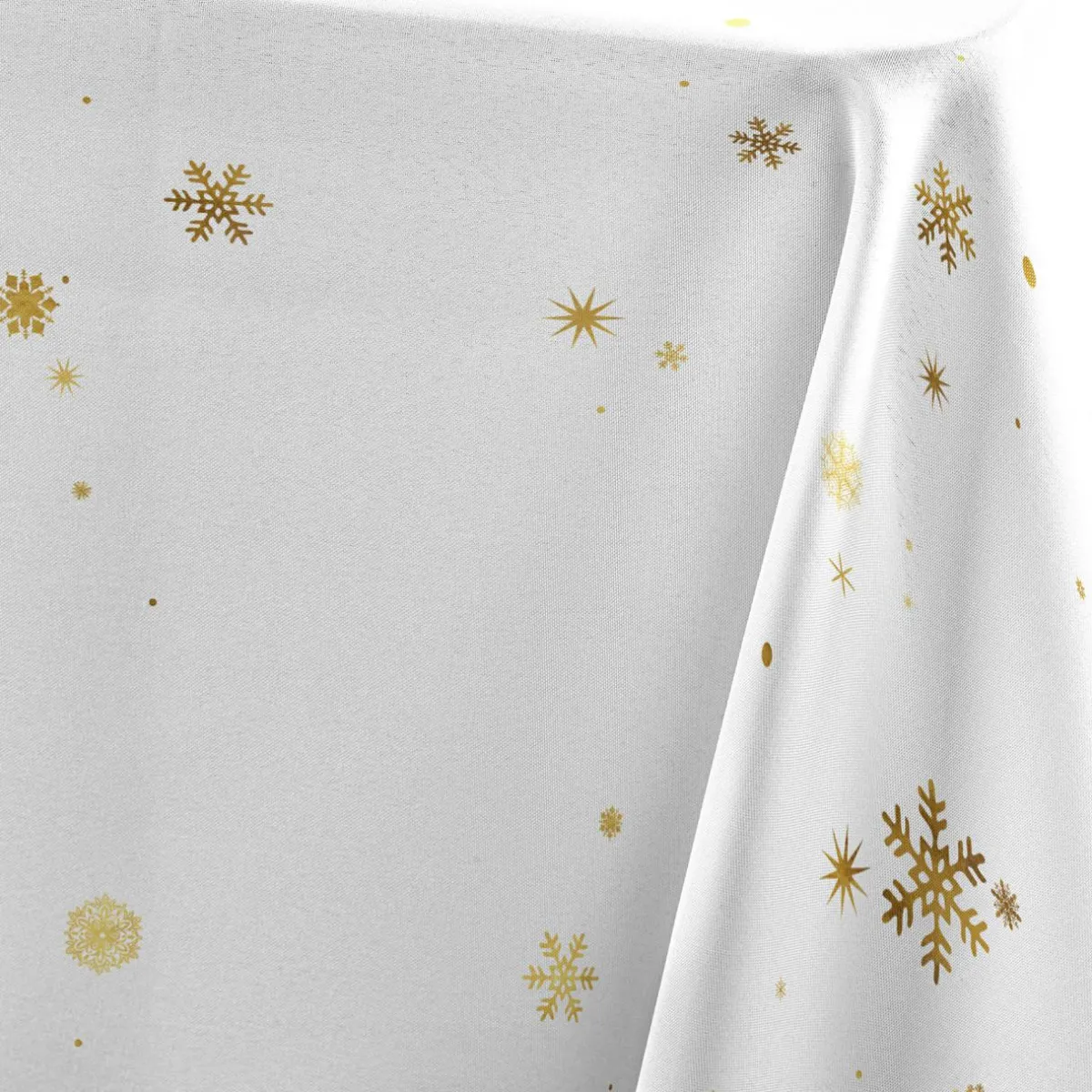 Douceur d interieur Nappe de Noël rectangulaire (150 x 300 cm) Constellation et doré Blanc Best