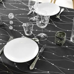 Douceur d interieur Nappe de Noël rectangulaire (140 x 240 cm) Astrelia et argent Noir New