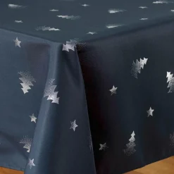 DOUCEUR D'INTERIEUR Nappe de Noël rectangulaire (150 x 300 cm) Sapin métallisé Bleu New