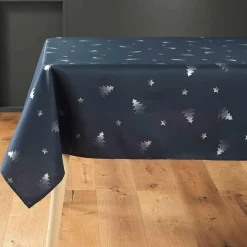 DOUCEUR D'INTERIEUR Nappe de Noël rectangulaire (150 x 300 cm) Sapin métallisé Bleu New