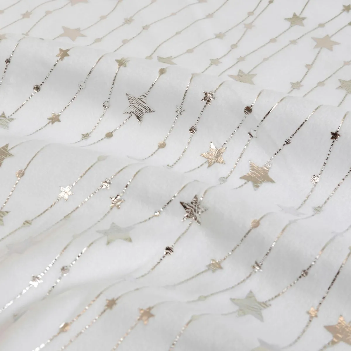 JJA Nappe de Noël rectangulaire (140 x 240 cm) Pluie d'étoiles he Blanc Hot