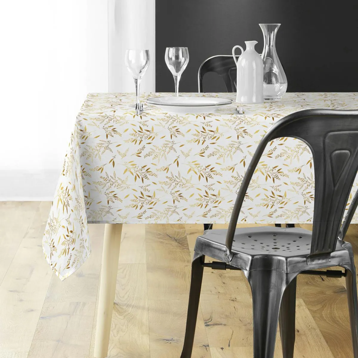 Douceur d interieur Nappe de Noël rectangulaire (140 x 240 cm) Naelle et doré Blanc Best