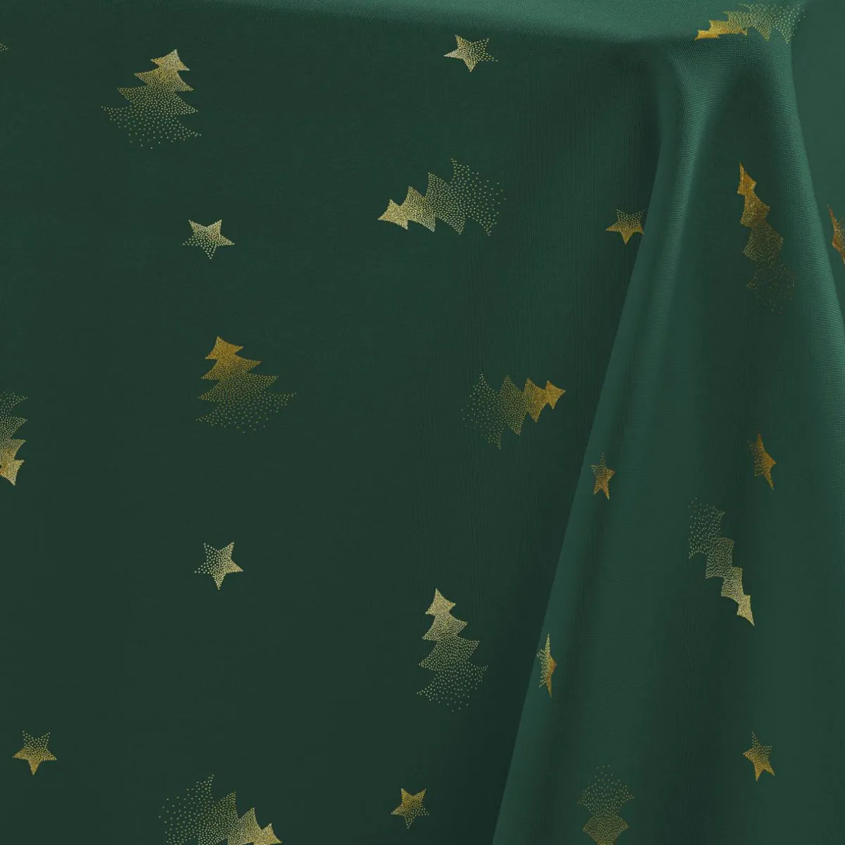 Douceur d interieur Nappe de Noël rectangulaire (150 x 300 cm) Sapin métallisé et or Vert