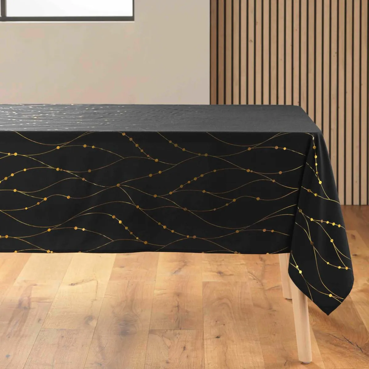 douceur d'intu017drieur Nappe de Noël rectangulaire anti tache (140 x 240 cm) Firmament et doré Noir Hot