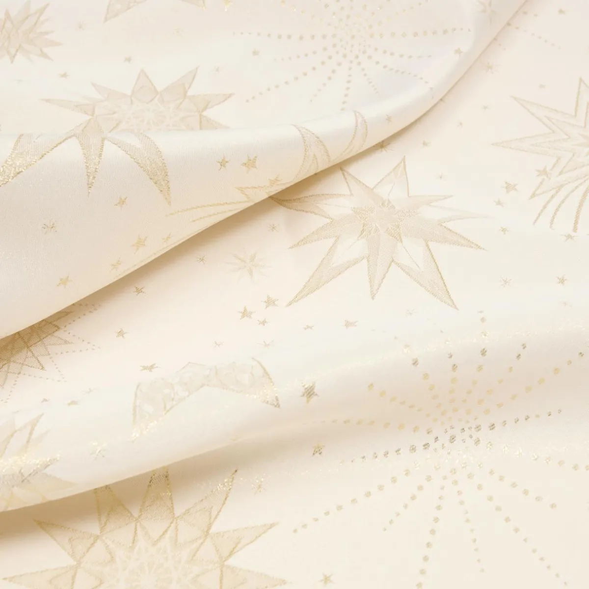 JJA Nappe de Noël rectangulaire (360 x 140 cm) Nuit étoilée et doré Beige New