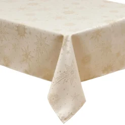 JJA Nappe de Noël rectangulaire (140 x 240 cm) Nuit étoilée et doré Beige Hot