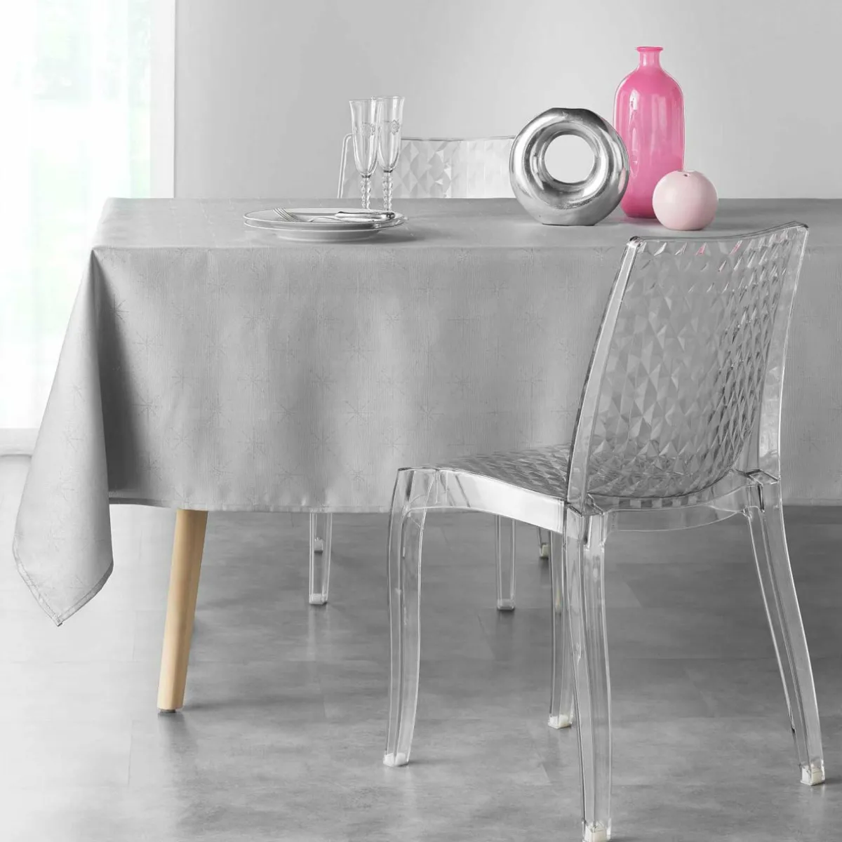 DOUCEUR D'INTERIEUR Nappe de Noël rectangulaire (140 x 240 cm) Etoiles Gris Online