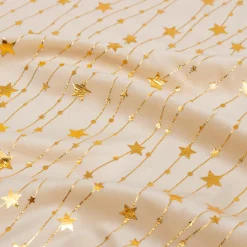 JJA Nappe de Noël rectangulaire (360 x 140 cm) Pluie d'étoiles et doré Ivoire Outlet