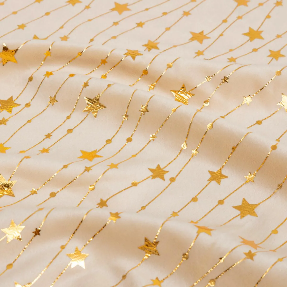 JJA Nappe de Noël rectangulaire (360 x 140 cm) Pluie d'étoiles et doré Ivoire Outlet
