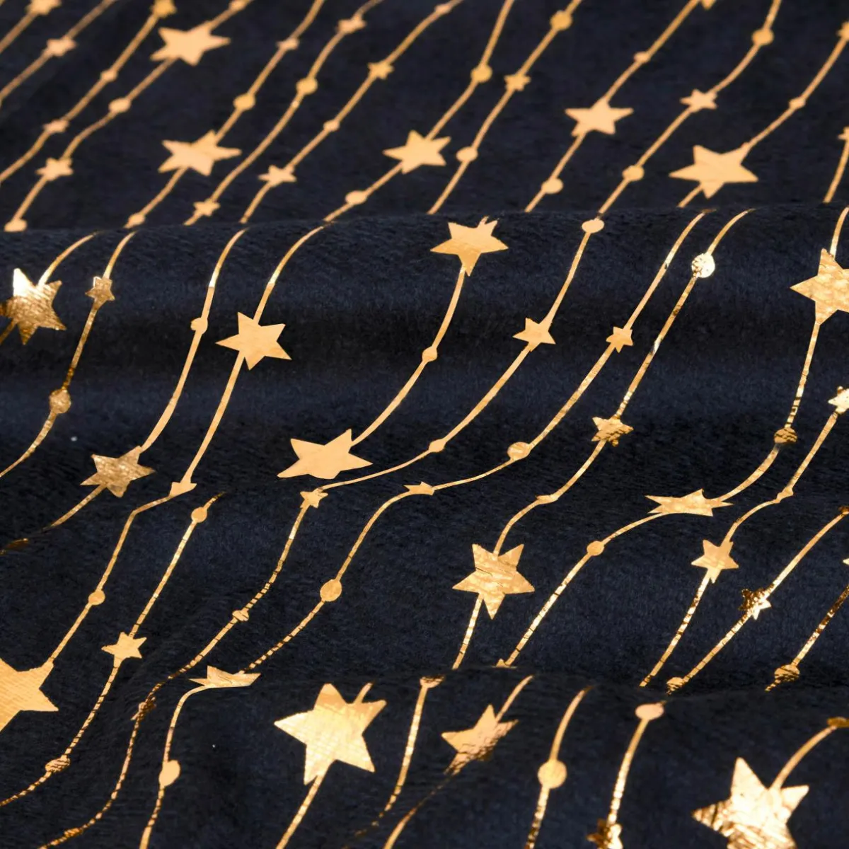 JJA Nappe de Noël rectangulaire (140 x 240 cm) Pluie d'étoiles et dorée Noir Best