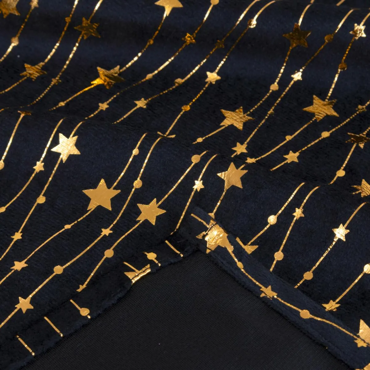 JJA Nappe de Noël rectangulaire (140 x 240 cm) Pluie d'étoiles et dorée Noir Best