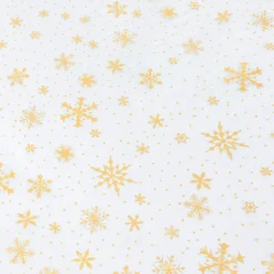 JJA Nappe de Noël rectangulaire (140 x 240 cm) Flocon de Neige et or Blanc