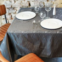 L'EFFET PAPILLON Nappe de Noël rectangulaire (145 x 300 cm) Facette Anthracite Discount