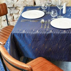 L'EFFET PAPILLON Nappe de Noël rectangulaire (145 x 300 cm) Facette Bleu New
