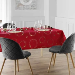 douceur d'intu017drieur Nappe de Noël rectangulaire anti tache (150 x 300 cm) Star et doré Rouge New