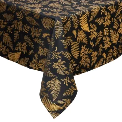 FEERIC LIGHTS Nappe de Noël rectangulaire anti tache (140 x 240 cm) Feuillage et doré Noir Sale