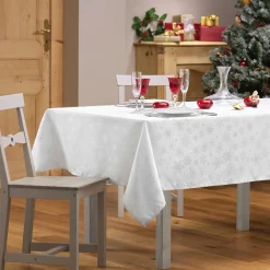Douceur d interieur Nappe de Noël rectangulaire (140 x 240 cm) Flocon d'hiver Blanc Online